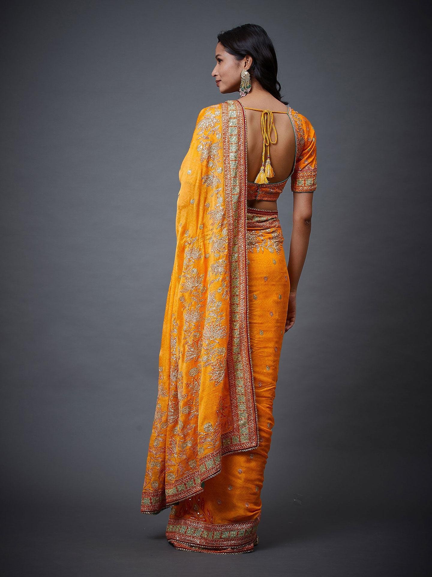 Mango & Multi Waterfall Saree - Image 2